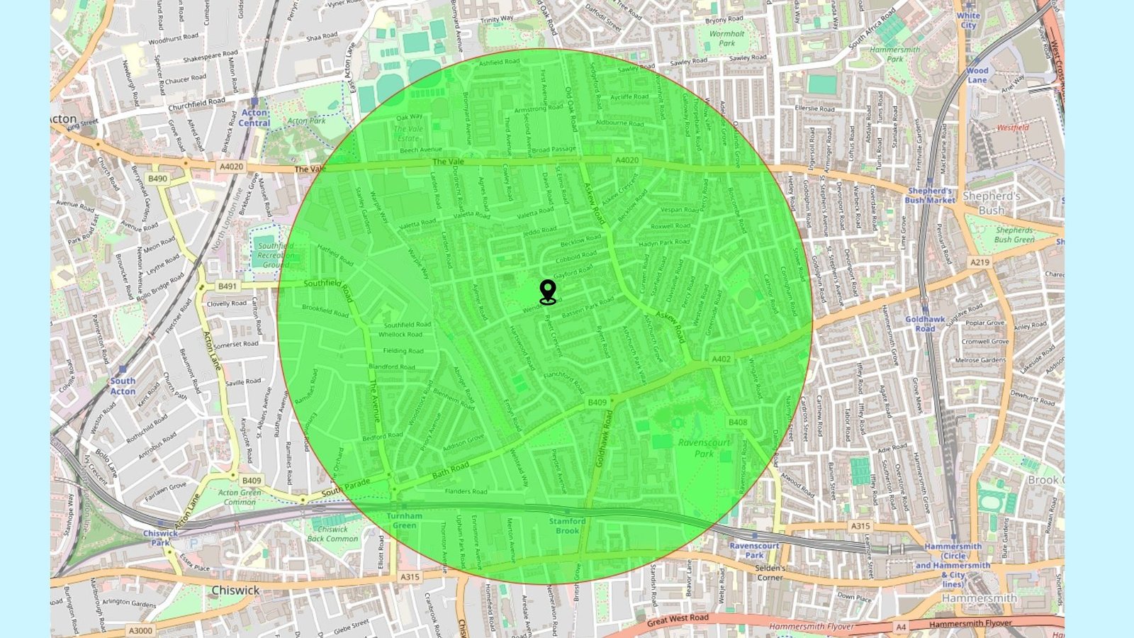 wendell park 1 km radius map for website